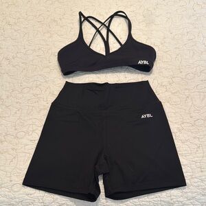 AYBL Black Sports Bra and Shorts Set